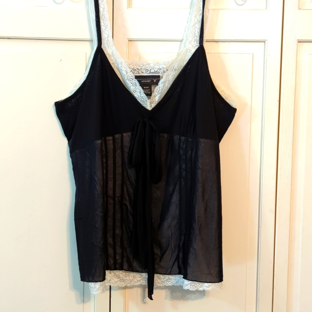 Black with cream lace tank